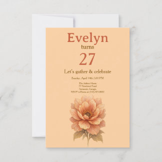 Invitation de naissance élégante aux fleurs de pêc