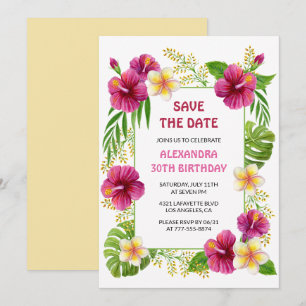 Invitation de naissance Fête Tropicale Florale Ros