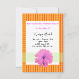 Invitation de naissance florale rose et orange