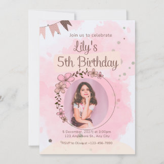 Invitation de naissance personnalisée avec aquarel