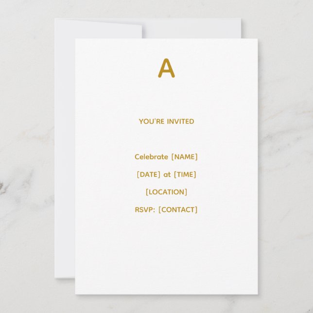 Invitation de naissance personnalisée avec initial (Devant)