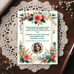 Invitation de naissance photo florale enchantée po