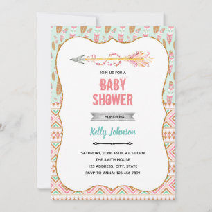 Invitation de naissance pour bébé flèche tribale