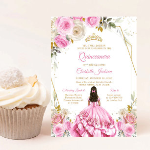 Invitation de naissance pour Quinceanera Rose Tend