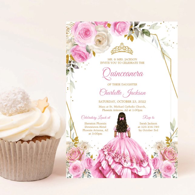 Invitation de naissance pour Quinceanera Rose Tend (Créateur téléchargé)