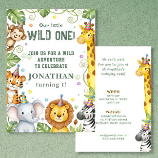 Invitation de naissance safari jungle fantaisiste