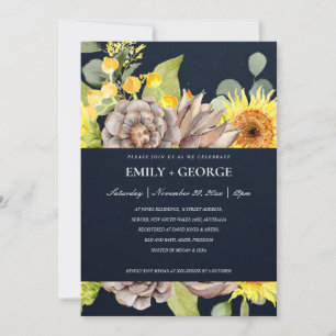 INVITATION DE NAVY SUNFLOWER EUCALYPTUS PINE FLORA