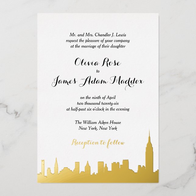 Invitation de New York Gold Foil (Recto)