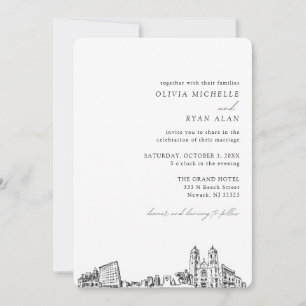 Invitation de Newark Mariage Elegant Skyline