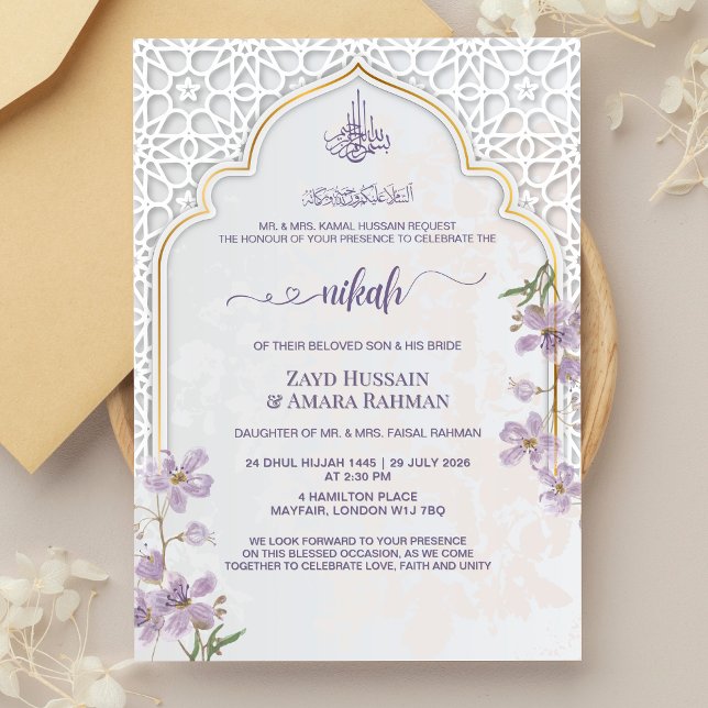 Invitation de Nikah à l'arche islamique élégante | (Créateur téléchargé)