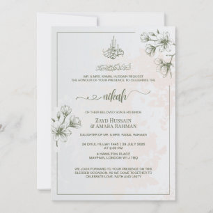 Invitation de Nikah Élégance Minimale   Ivoire Vin