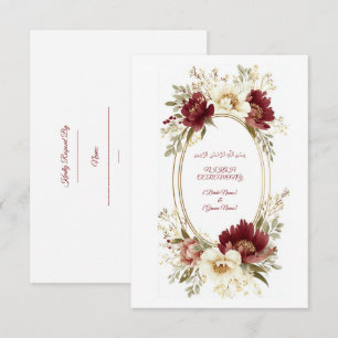 Invitation de Nikah élégante avec RSVP - Floral bo