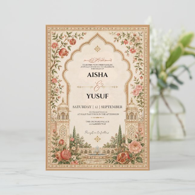 Invitation de Nikah islamique luxueuse de jardin m (Debout devant)
