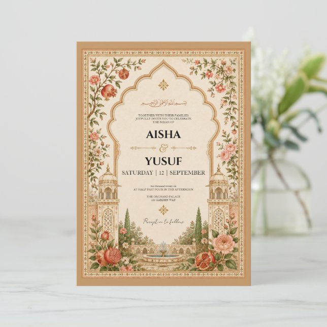 Invitation de Nikah islamique luxueuse de jardin m (Debout devant)