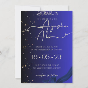 Invitation de Nikkah de mariage islamique bleu roy
