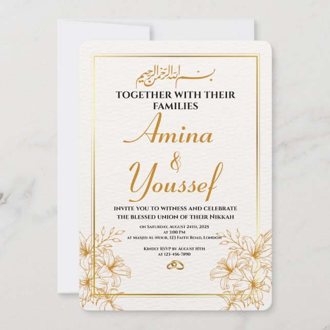 Invitation de Nikkah islamique modifiable (Devant)