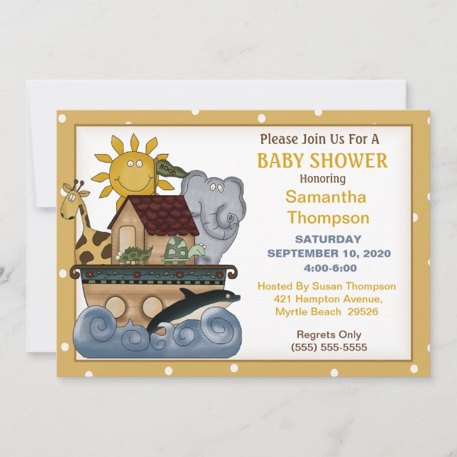 Invitation de Noah's Ark Baby shower (Devant)
