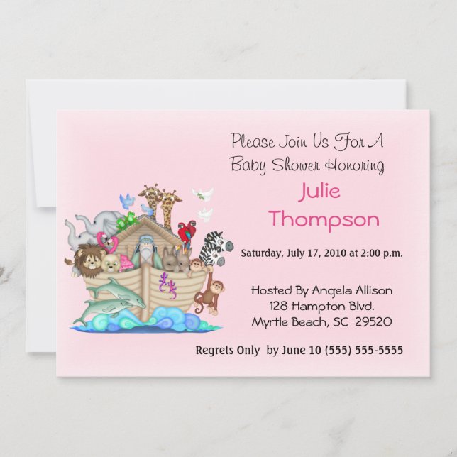 Invitation de Noah's Ark Baby shower (Devant)