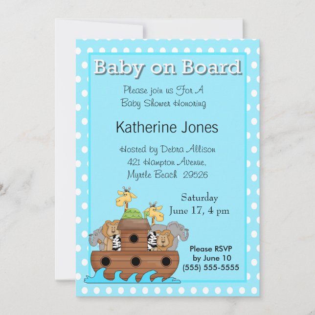 Invitation de Noah's Ark Baby shower (Devant)