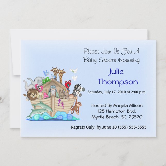 Invitation de Noah's Ark Baby shower (Devant)