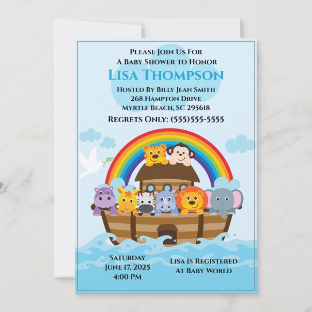 Invitation de Noah's Ark Baby shower (Devant)