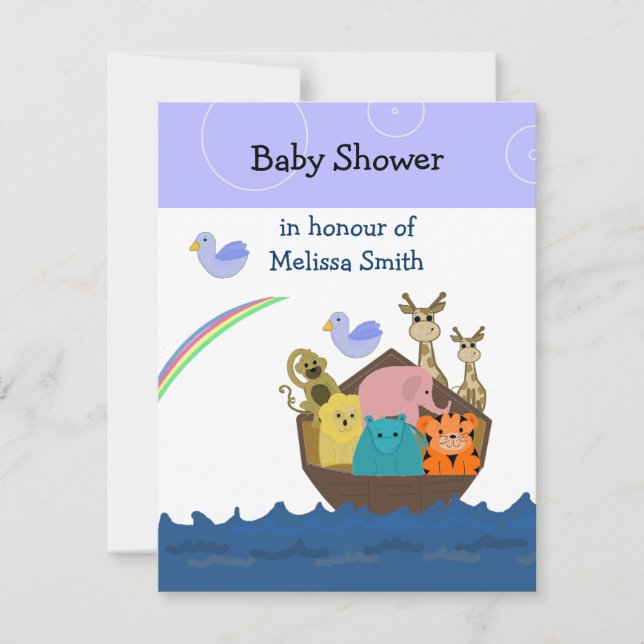 Invitation de Noah's Ark Baby shower (Devant)