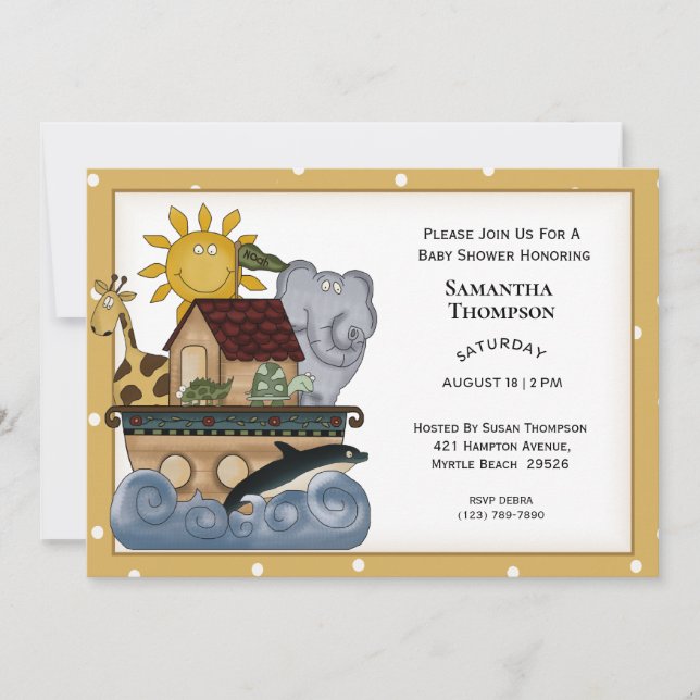 Invitation de Noah's Ark Baby shower (Devant)