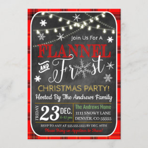 Invitation de Noël à la flanelle et au givre