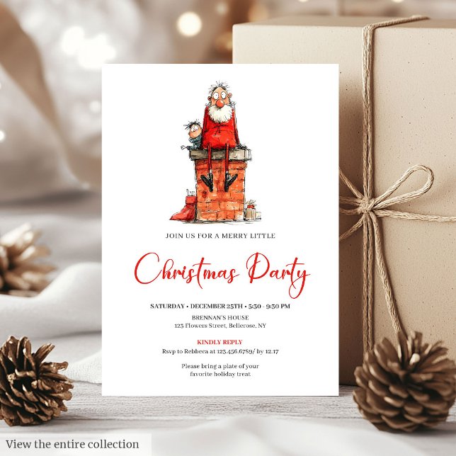 Invitation de Noël à l'aquarelle du Père Noël capr (Whimsical Santa Claus Watercolor Christmas Invite)