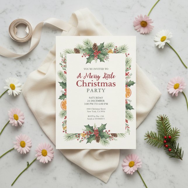 Invitation de Noël à l'aquarelle rustique (Cozy Christmas Party)