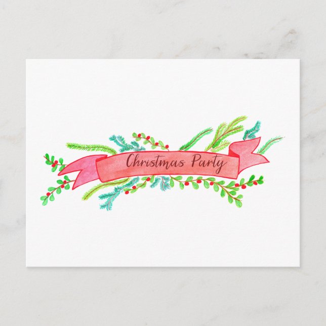 Invitation de Noël, aquarelle Noël (Devant)