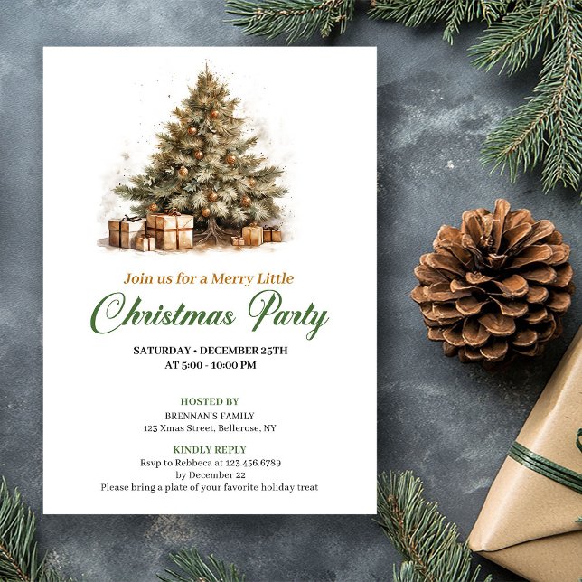 Invitation de Noël Arbre de Noël Couleurs Terreuse (Warm Earthy Colors Christmas Tree Holiday Invite)