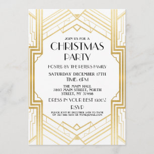 invitation de Noël Art déco des années 1920 Gatsby