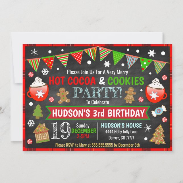 Invitation de Noël au chocolat chaud et au biscuit (Devant)