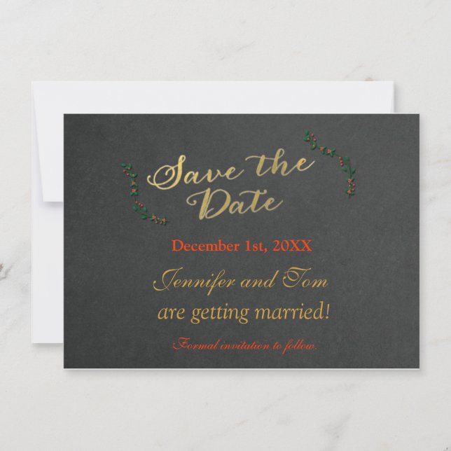Invitation de Noël au tableau craie avec houx Sauv (Devant)