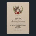 Invitation de Noël aux cerfs de fleurs<br><div class="desc">Un faire-part de mariage de Noël avec l'illustration de fleurs rouges disposées autour des bustes d'un dollar et d'une pièce. Personnalisez le texte avec les détails de votre occasion. L'expression est celle de la mariée et du marié avec leurs familles.</div>