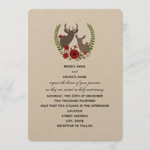 Invitation de Noël aux cerfs de fleurs