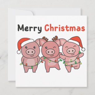 Invitation de Noël aux cochons mignons Joyeux Noël
