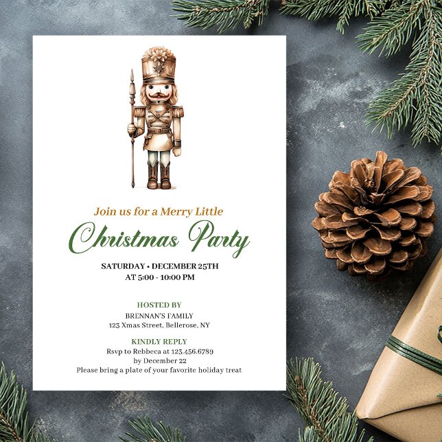 Invitation de Noël aux couleurs terreuses élégante (Elegant Neutral Earthy Colors Christmas Invitation)