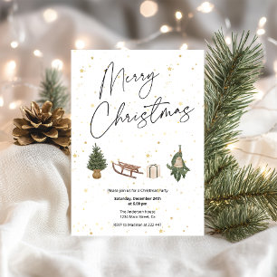 Invitation de Noël aux étoiles dorées