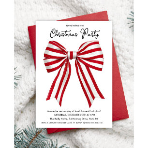 Invitation de Noël aux rayures rouges et blanches