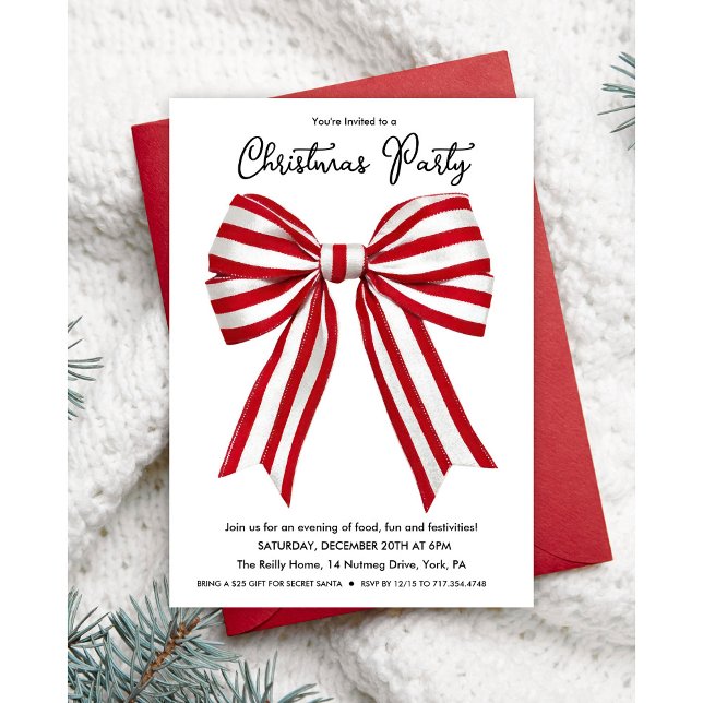Invitation de Noël aux rayures rouges et blanches (Créateur téléchargé)