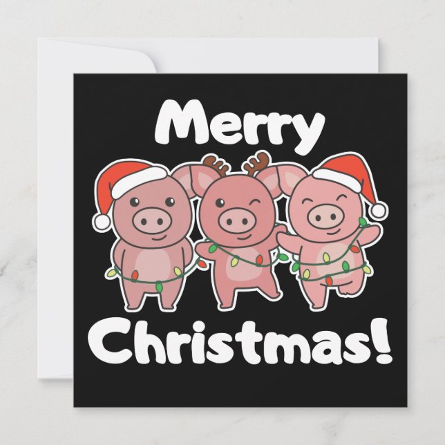 Invitation de Noël avec des cochons mignons pour u (Devant)