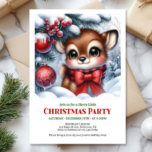 Invitation de Noël bébé cerf forêt enneigée confor