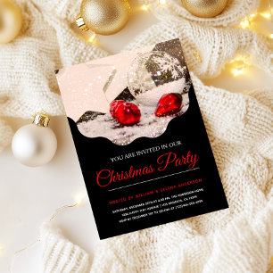 Invitation de Noël Black & Red moderne