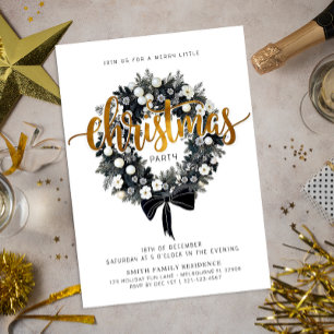 Invitation de Noël Black & White Wreath