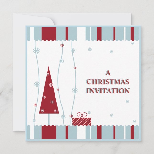 invitation de noël bleu blanc rouge (Devant)