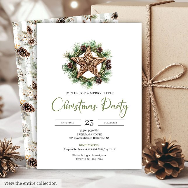 Invitation de Noël botanique à l'aquarelle Boho te (Earthy Boho Watercolor Botanical Christmas Invite

)