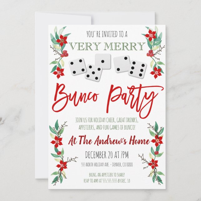 Invitation de Noël Bunco Party (Devant)