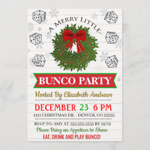 Invitation de Noël Bunco Party